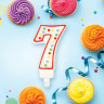 Свеча-цифра для торта "7" ДВУСТОРОННЯЯ с конфетти, 8,5 см, ЗОЛОТАЯ СКАЗКА, держатель, блистер, 591400 по низкой цене оптом 