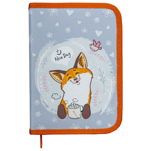 Пенал ПИФАГОР, 1 отделения, 2 откидные планки, полиэстер, 20х14 см, "Cute fox", 271018 по низкой цене оптом 