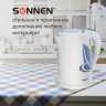 Чайник SONNEN KT-1767, 1,8 л, 2200 Вт, закрытый нагревательный элемент, пластик, белый/синий, 453416