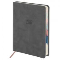 Ежедневник датированный 2026 B6 125х173мм GALANT Vivid, под кожу, серый, 117410