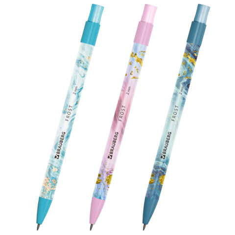 Карандаш механический цанговый 2 мм, BRAUBERG "FROST", HB, встроенная точилка, корпус ассорти, 182062 по низкой цене оптом 