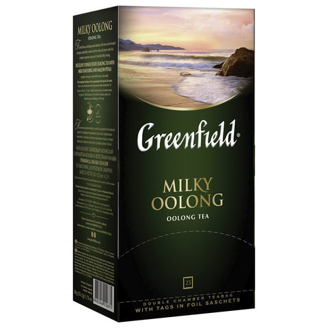 Чай GREENFIELD (Гринфилд) "Milky Oolong" ("Молочный улун"), улун с добавками, 25 пакетиков по 2 г, 1067-15 по низкой цене оптом Краснодар, Москва, Уфа, Казань, Барнаул, Владивосток, Хабаровск, Сахалин, Красноярск, Екатеренбург, 