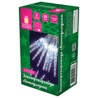 Электрогирлянда-нить комнатная "Сосульки" 2м, 20LED, холодный белый, батарейки, ЗОЛОТАЯ СКАЗКА, 592561