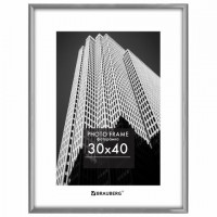 Рамка 30*40см небьющаяся, багет 12 мм, пластик, BRAUBERG "Original", серебристая, 391232
