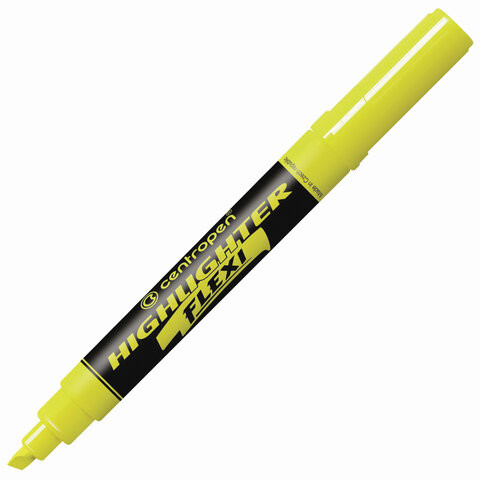 Текстовыделитель CENTROPEN "Flexi", ЖЕЛТЫЙ, гибкий наконечник, линия 1-5 мм, 8542, 4 8542 0151 по низкой цене оптом Краснодар, Москва, Уфа, Казань, Барнаул, Владивосток, Хабаровск, Сахалин, Красноярск, Екатеренбург, 