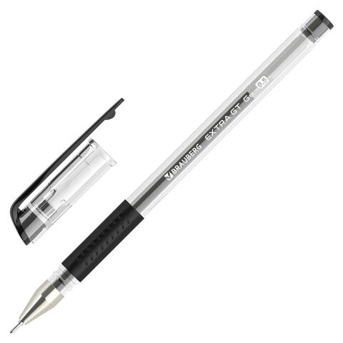 Ручка гелевая с грипом BRAUBERG "EXTRA GT NEEDLE", ЧЕРНАЯ, игольчатый узел 0,5 мм, линия 0,35 мм, 143918 по низкой цене оптом Краснодар, Москва, Уфа, Казань, Барнаул, Владивосток, Хабаровск, Сахалин, Красноярск, Екатеренбург, 