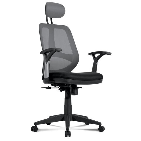 Кресло BRABIX "Saturn ER-400", с подголовником, комбинированное, черное/серое, 530871 по низкой цене оптом 