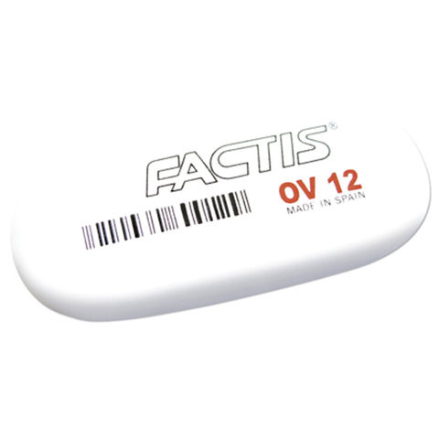 Ластик большой FACTIS OV 12 (Испания), 61х28х13 мм, белый, овальный, CMFOV12 по низкой цене оптом 