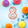 Свеча-цифра для торта "8" ДВУСТОРОННЯЯ с конфетти, 8,5 см, ЗОЛОТАЯ СКАЗКА, держатель, блистер, 591401 по низкой цене оптом 