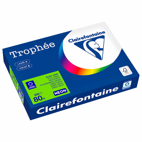 Бумага цветная CLAIREFONTAINE, А4, 80 г/м2, 500 л., неон, зеленый, Франция, 2975PC по низкой цене оптом 