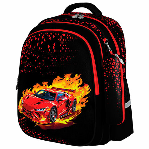 Рюкзак BRAUBERG KIDS MIND с пеналом в комплекте, 2 отделения, Fiery Road, 40х28х18 см, 273177 по низкой цене оптом 