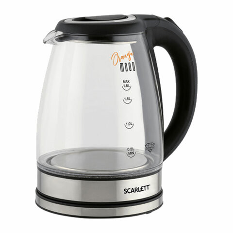 Чайник SCARLETT SC-EK27G36, 1,8 л, 1800 Вт, закрытый нагревательный элемент, стекло, черный по низкой цене оптом Краснодар, Москва, Уфа, Казань, Барнаул, Владивосток, Хабаровск, Сахалин, Красноярск, Екатеренбург, 