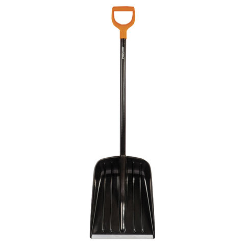 Лопата снегоуборочная FISKARS, пластик, 38х35,5 см, высота 133 см, алюминиевая кромка, деревянный черенок, 1026794 по низкой цене оптом 
