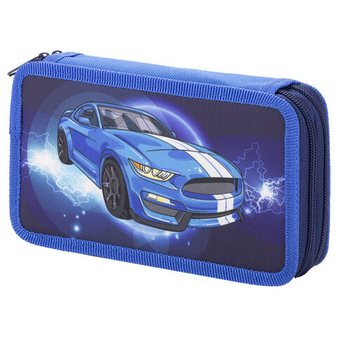 Пенал ЮНЛАНДИЯ, 2 отделения, полиэстер, 19x11 см, "Fast car", 270369 по низкой цене оптом 