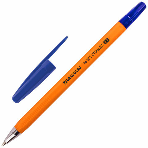 Ручка шариковая BRAUBERG "M-500 ORANGE", СИНЯЯ, корпус оранжевый, узел 0,7 мм, линия письма 0,35 мм, 143448 по низкой цене оптом Краснодар, Москва, Уфа, Казань, Барнаул, Владивосток, Хабаровск, Сахалин, Красноярск, Екатеренбург, 