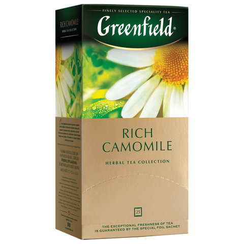 Чай GREENFIELD (Гринфилд) "Rich Camomile" ("Ромашковый"), травяной, 25 пакетиков в конвертах по 1,5 г, 0432-10 по низкой цене оптом 