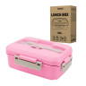 Ланч-бокс контейнер 3 отделения 1,4л ложка, вилка, 8х21х14см, розовый, JOYLUX ECO, 609345 по низкой цене оптом 