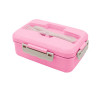 Ланч-бокс контейнер 3 отделения 1,4л ложка, вилка, 8х21х14см, розовый, JOYLUX ECO, 609345 по низкой цене оптом 