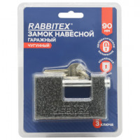 Замок навесной чугунный "Гаражный", ширина 90 мм, с полимерным покрытием, 3 ключа, RABBITEX (РАББИТЕКС), 671303