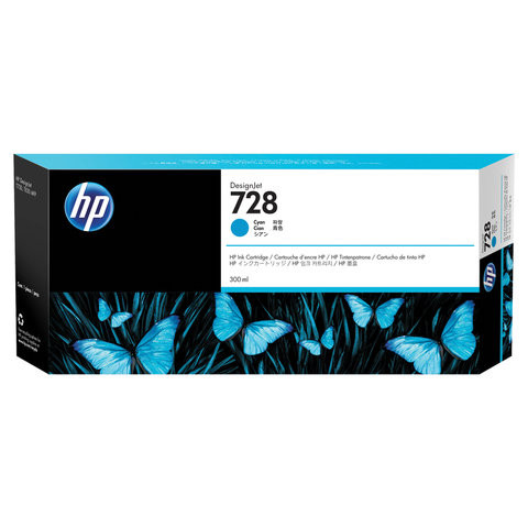 Картридж струйный для плоттера HP (F9K17A) Designjet T830/T730, №728, голубой, 300 мл, оригинальный по низкой цене оптом 