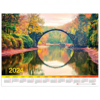 Календарь настенный листовой, 2024г, формат А2 60х45см, Прогулка в парке, HATBER, Кл2, Кл2_09958