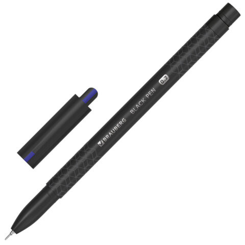 Ручка шариковая масляная BRAUBERG "BLACK PEN", СИНЯЯ, игольчатый узел 0,7 мм, линия письма 0,35 мм, 144325 по низкой цене оптом 