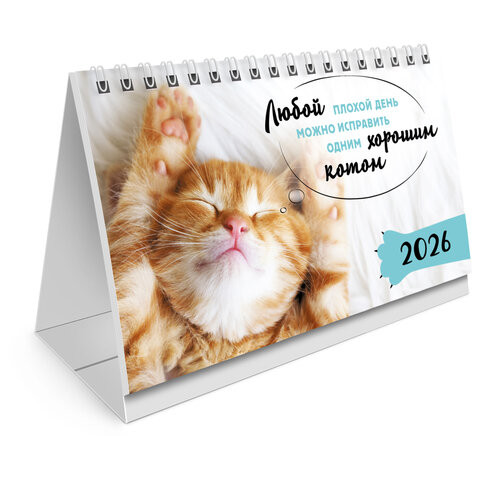 Календарь-домик настольный на гребне, 2026 г., BRAUBERG, 160х110 мм, 6 листов, "Котики", 117296 по низкой цене оптом 