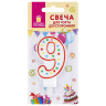 Свеча-цифра для торта "9" ДВУСТОРОННЯЯ с конфетти, 8,5 см, ЗОЛОТАЯ СКАЗКА, держатель, блистер, 591402 по низкой цене оптом 