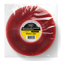 Монтажная прозрачная суперпрочная двухсторонняя лента 10 мм х 5 м, акриловая, толщина 1 мм, WBZ, 700423