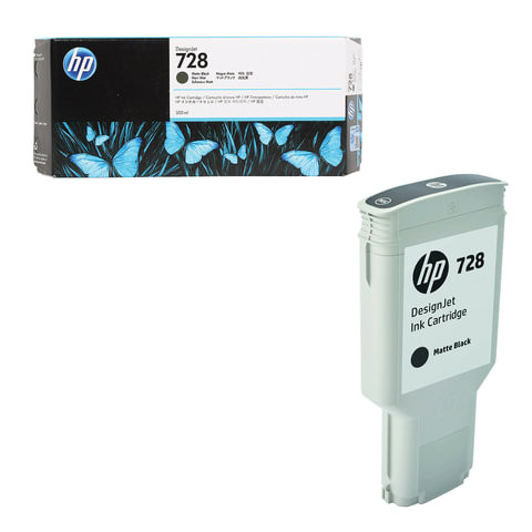 Картридж струйный для плоттера HP (F9J68A) Designjet T830/T730, №728, черный матовый, 300 мл, оригинальный по низкой цене оптом 