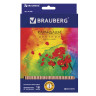 Карандаши цветные BRAUBERG "Цветы", набор 18 цветов, трехгранные, лакированное дерево, 181289 по низкой цене оптом 