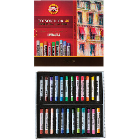 Пастель сухая 48 ЦВЕТОВ KOH-I-NOOR "Toison D'or", мягкая, 8516/48, 8516048005KS по низкой цене оптом 