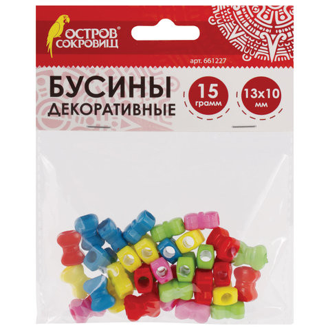 Бусины для творчества "Бантики", 13х10 мм, 15 грамм, 5 цветов, ОСТРОВ СОКРОВИЩ, 661227 по низкой цене оптом 