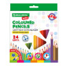 Карандаши цветные BRAUBERG KIDS NEW, 24 цвета, трехгранный корпус, грифель 3 мм, 182002 по низкой цене оптом 
