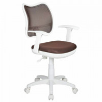 Кресло CH-W797/BR с подлокотниками, коричневое, пластик белый, CH-W797/BR/TW-1