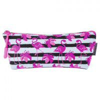 Пенал-косметичка BRAUBERG треугольный, мягкий, "Flamingo", 22х3х8 см, 229254