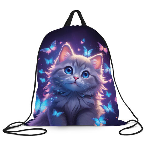 Мешок для обуви BRAUBERG KIDS, с петлей, 42х34 см, Curious cat, 273434 по низкой цене оптом Краснодар, Москва, Уфа, Казань, Барнаул, Владивосток, Хабаровск, Сахалин, Красноярск, Екатеренбург, 