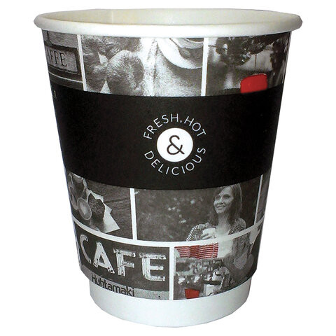 Одноразовые стаканы 200 мл, КОМПЛЕКТ 26 шт., бумажные двухслойные, "Cafe Noir" (мелованные), холодное/горячее, HUHTAMAKI, -3068, 77120900-3068 по низкой цене оптом 