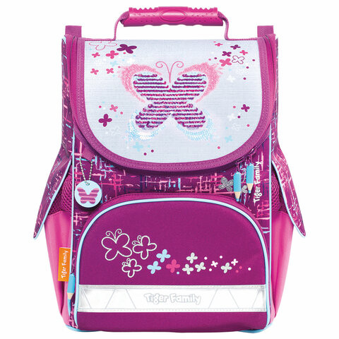 Ранец TIGER FAMILY для начальной школы, Nature Quest, "Playful Butterfly", 35х31х19 см, 228883, TGNQ-061A по низкой цене оптом Краснодар, Москва, Уфа, Казань, Барнаул, Владивосток, Хабаровск, Сахалин, Красноярск, Екатеренбург, 