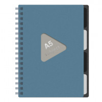 Тетрадь обложка пластик, А5 80л. гребень, 4 съемных разделителя, клетка, BRAUBERG, синий, 405368