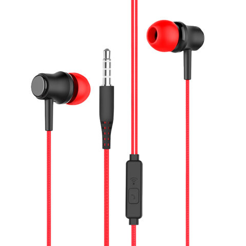 Наушники проводные внутриканальные с микрофоном SONNEN EP-H47RB, 1,1 м, красные/черные, 514129 по низкой цене оптом 