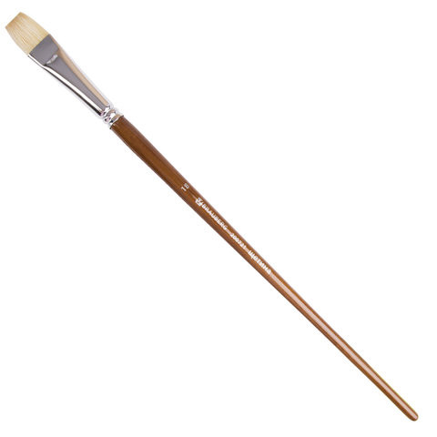 Кисть художественная профессиональная BRAUBERG ART CLASSIC, щетина, плоская, № 18, длинная ручка, 200721 по низкой цене оптом 
