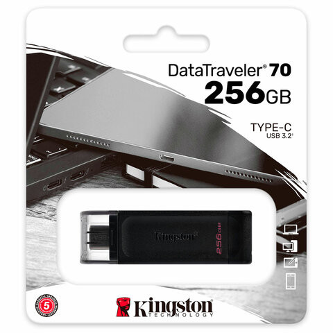 Флеш-диск 256GB KINGSTON DataTraveler 70, разъем Type-C 3.2, черный, DT70/256GB по низкой цене оптом 