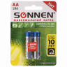 Батарейки КОМПЛЕКТ 2 шт., SONNEN Super Alkaline, АА(LR6,15А), алкалиновые, пальчиковые, в блистере, 451093 по низкой цене оптом 