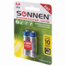 Батарейки КОМПЛЕКТ 2 шт., SONNEN Super Alkaline, АА(LR6,15А), алкалиновые, пальчиковые, в блистере, 451093 по низкой цене оптом 