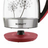 Чайник SCARLETT SC-EK27G49, 1,8 л, 2200 Вт, закрытый нагревательный элемент, стекло, красный по низкой цене оптом 