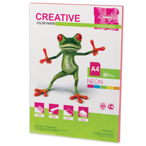 Бумага цветная CREATIVE color, А4, 80 г/м2, 50 л., неон, розовая, БНpr-50р по низкой цене оптом 