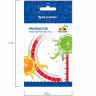 Транспортир 10 см BRAUBERG "FRESH ZONE", 180 градусов, пластик, прозрачный, красная шкала, 210760 по низкой цене оптом 
