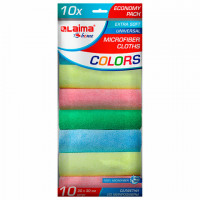 Салфетка из микрофибры 30х30 см "MULTI COLOUR ECONOMY PACK 10", КОМПЛЕКТ 10 шт., LAIMA HOME, 607794
