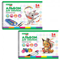 Альбом д/акварели А4 24л., бумага 180 г/м, гребень, обложка картон, BRAUBERG KIDS, Пират, (2 вида), 106712